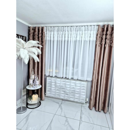 firana "rosalia" top róże 3d wyszywane biały | 400x140 taśma