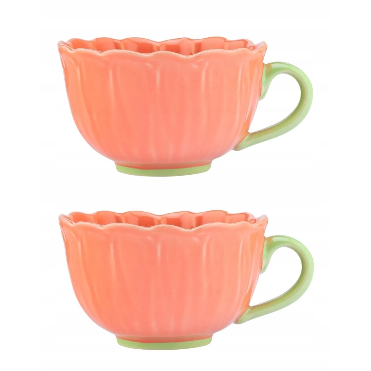 2x Filiżanka kubek do kawy i herbaty ceramiczna Kwiat koralowy 350 ml