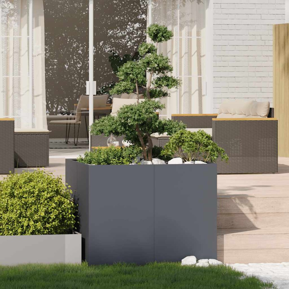 vidaXL Doniczka Antracyt 100x100x80 cm Stal