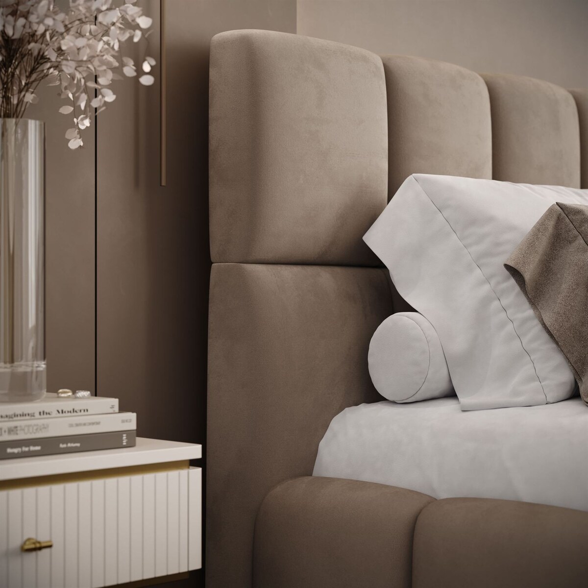 Łóżko tapicerowane VENEZIA, pojemnik na pościel, stelaż 34, 140x200, Royal Velvet 170