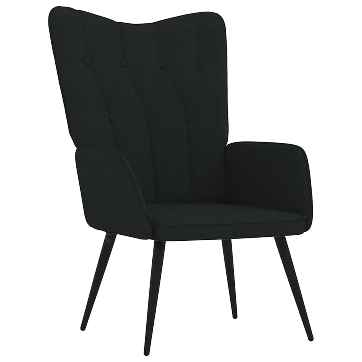 vidaXL Fotel z podnóżkiem, czarny, obity tkaniną