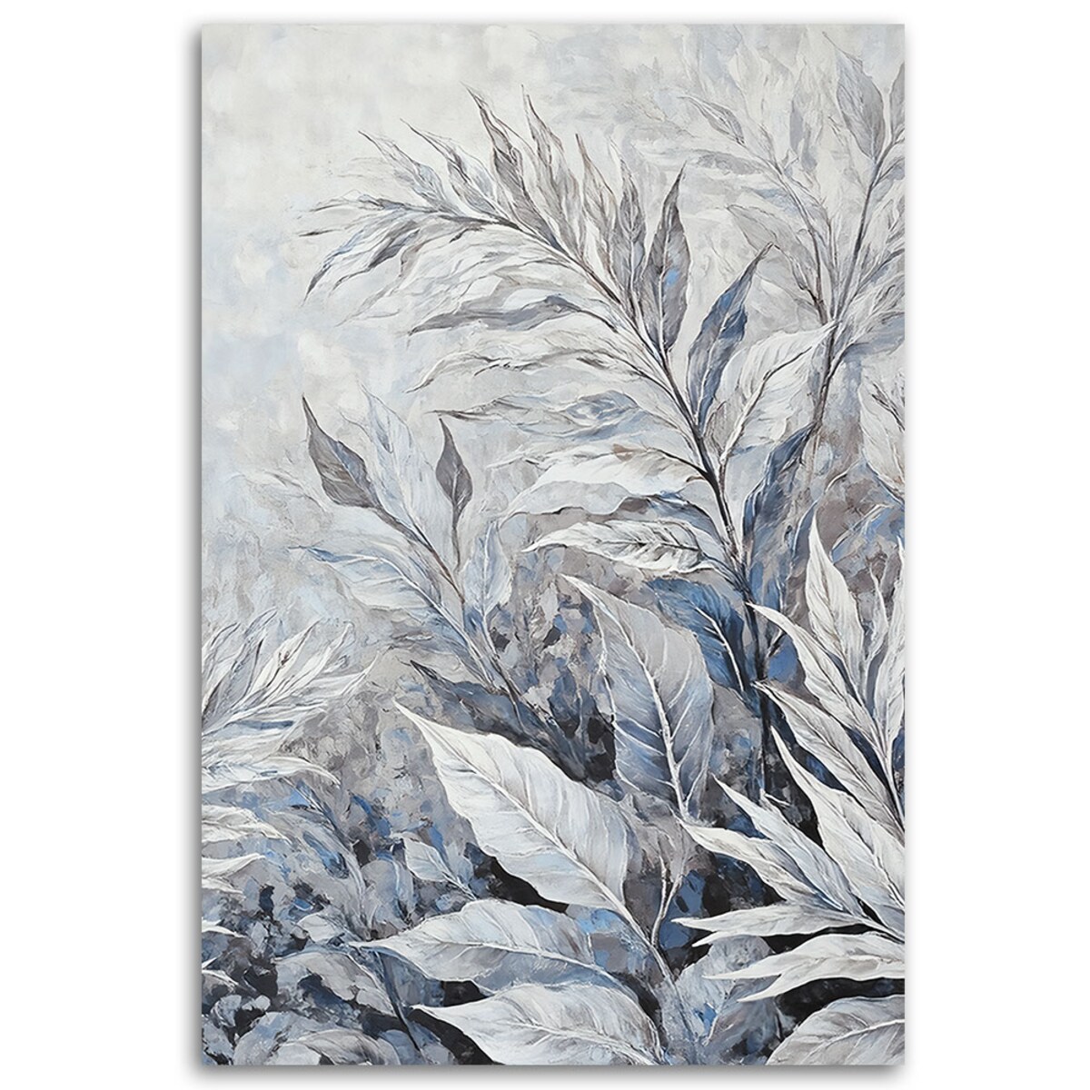 Obrazy do gabinetu salonu na ścianę Szare Liście Abstrakcja Botanika 70x100