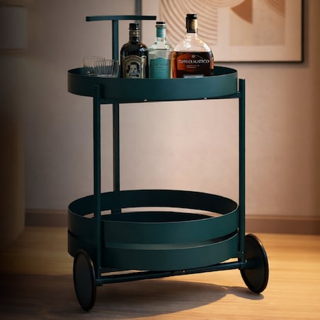 Wózek barowy Saturn Bar Dove, 40 x 49,5 x 61 cm, barek na kółkach, morski, metal, styl nowoczesny, Mauro Ferretti
