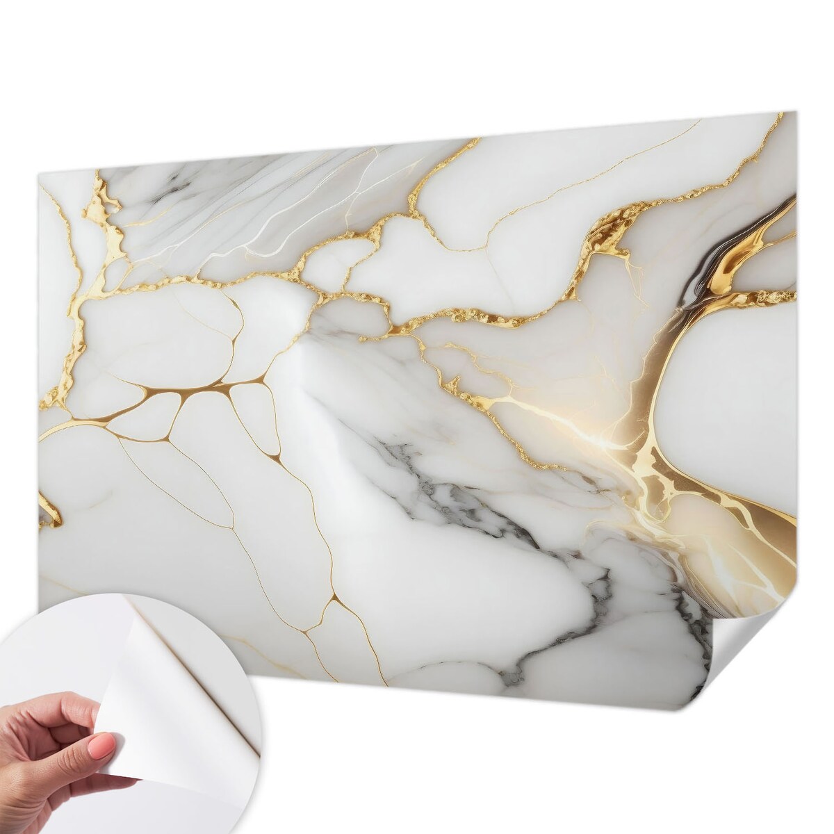 Fototapeta samoprzylepna 152x104 cm - Marmurowa elegancja, tapeta ścienna biała