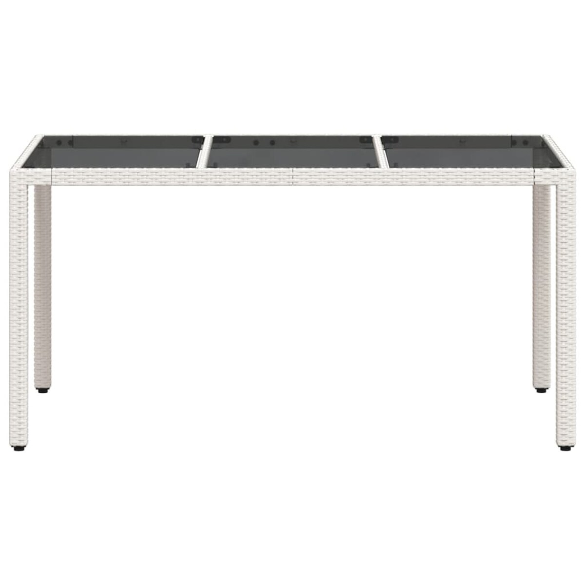 vidaXL Stół ogrodowy ze szklanym blatem, biały, 150x90x75 cm rattan PE