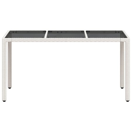 vidaXL Stół ogrodowy ze szklanym blatem, biały, 150x90x75 cm rattan PE