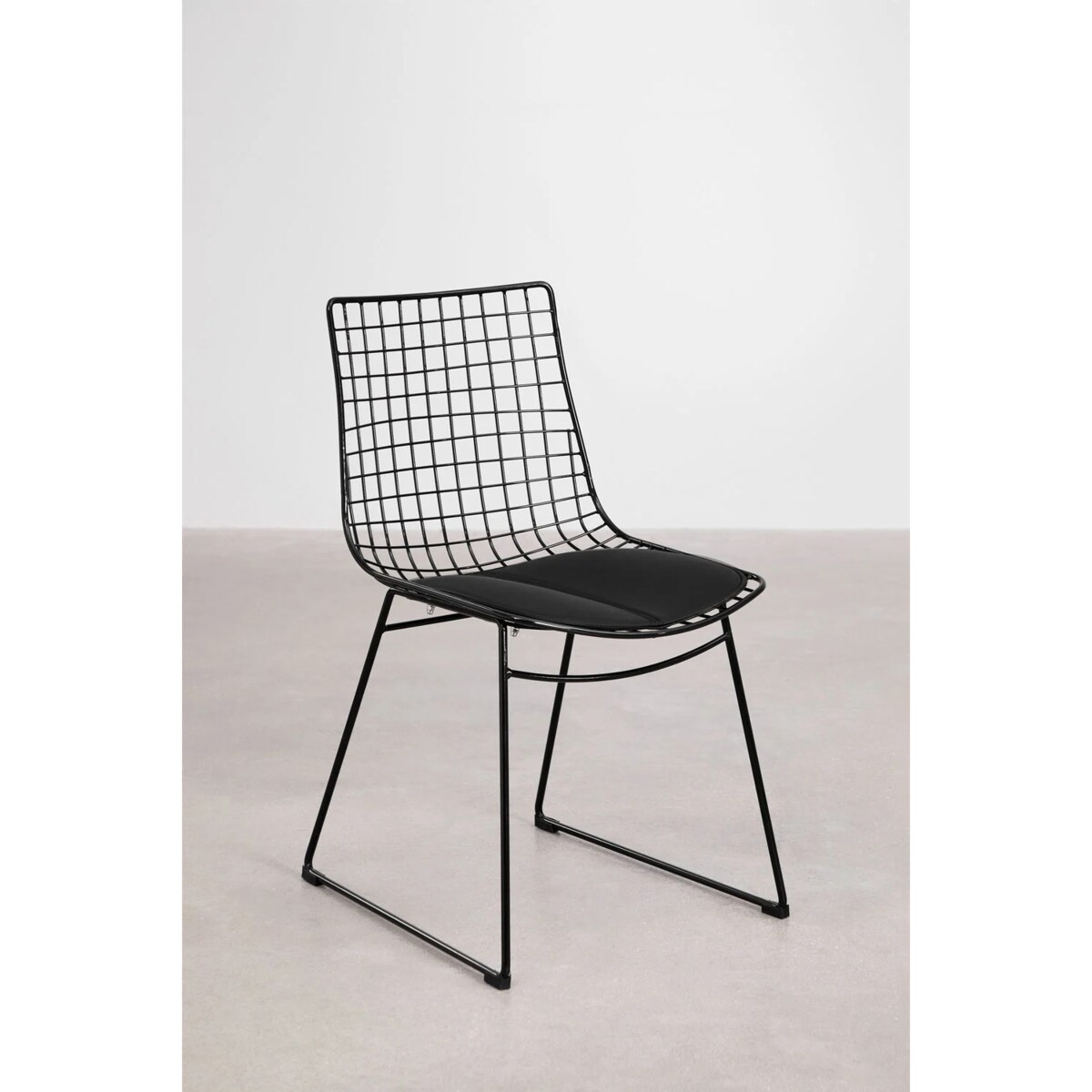 Krzesło metalowe, czarne z czarną poduszką Renee
