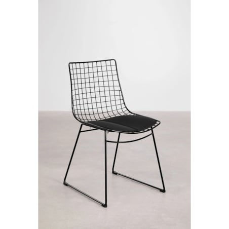 Krzesło metalowe, czarne z czarną poduszką Renee