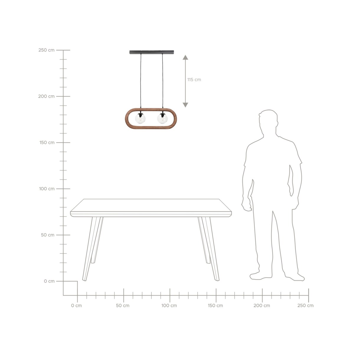 Lampa wisząca drewno mango ciemna AYENSU