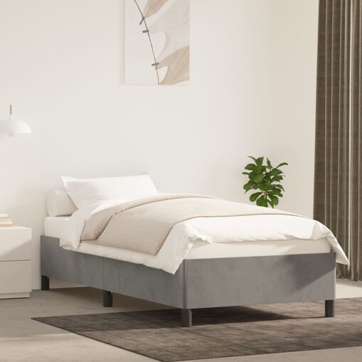 vidaXL Rama łóżka, jasnoszara, 100 x 200 cm, tapicerowana aksamitem