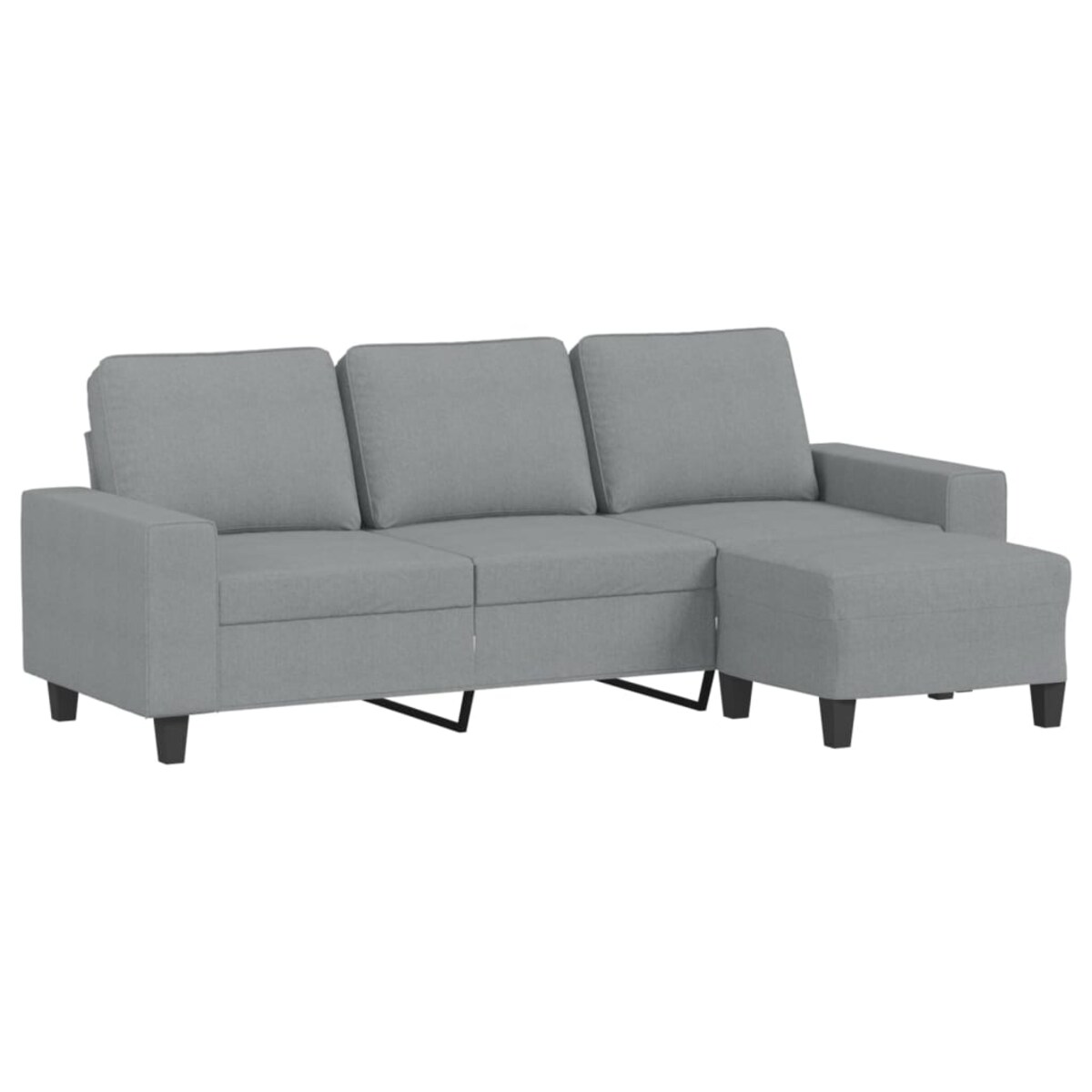 vidaXL 3-osobowa sofa z podnóżkiem, jasnoszara, 180 cm, tkaniną