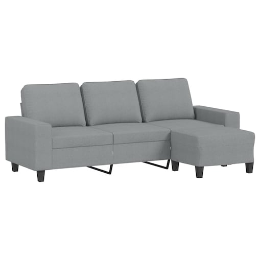 vidaXL 3-osobowa sofa z podnóżkiem, jasnoszara, 180 cm, tkaniną