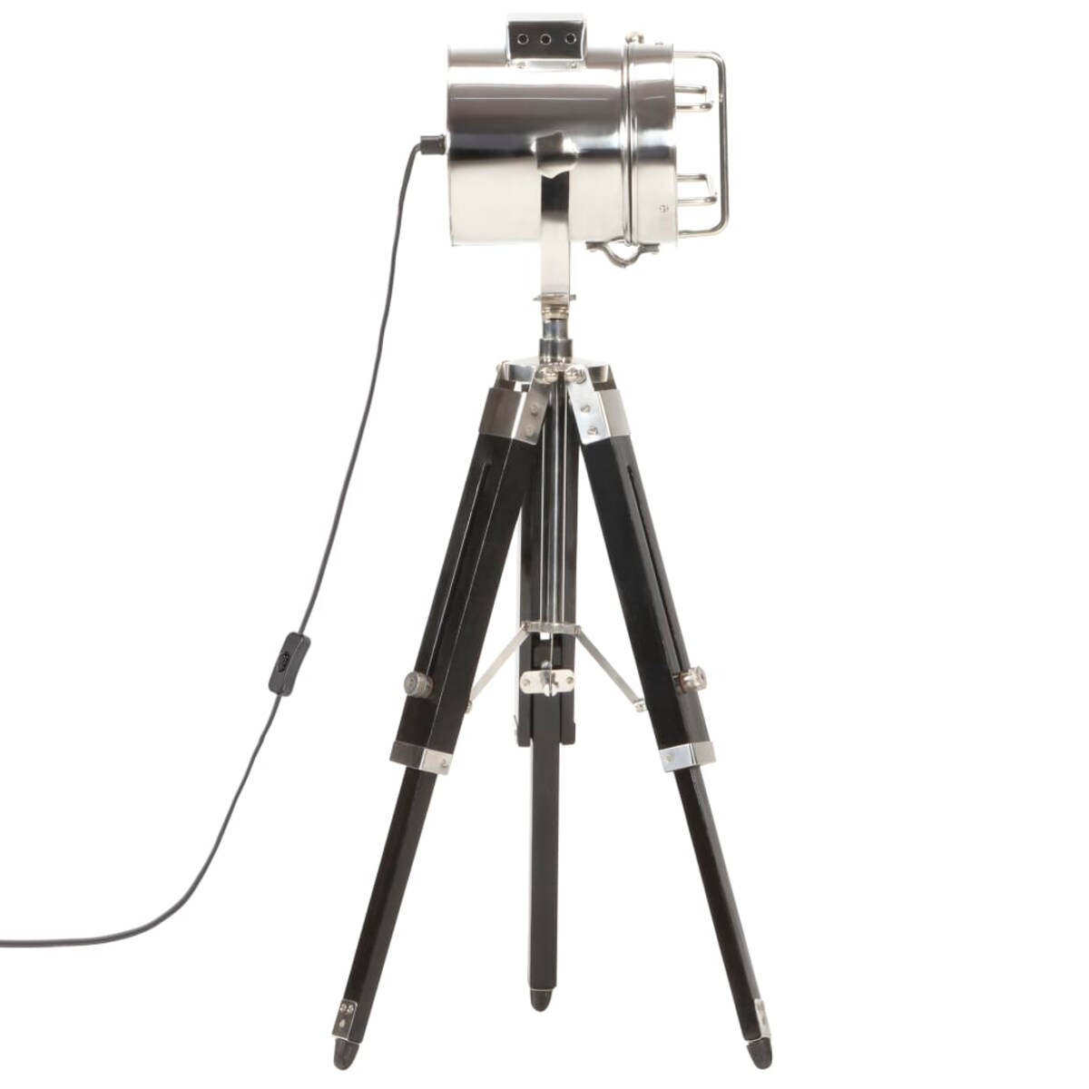 vidaXL Lampa podłogowa na trójnogu, czarna, lite drewno mango, 69 cm