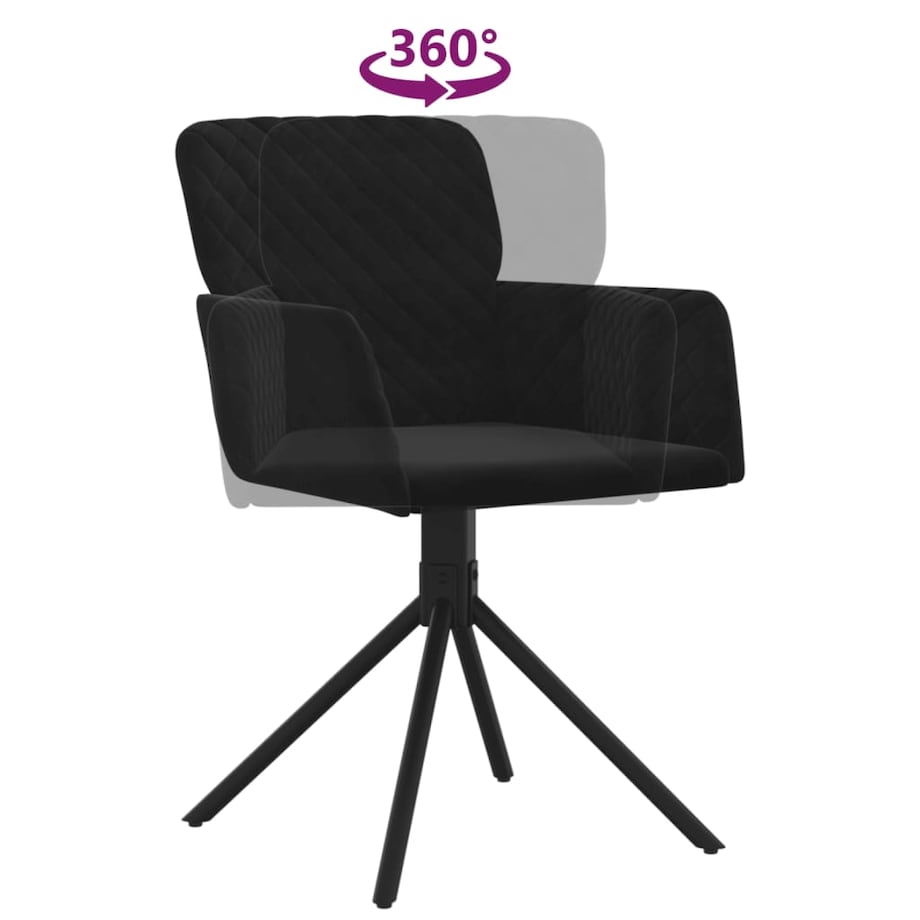 vidaXL Obrotowe krzesła stołowe, 2 szt., czarne, aksamitne