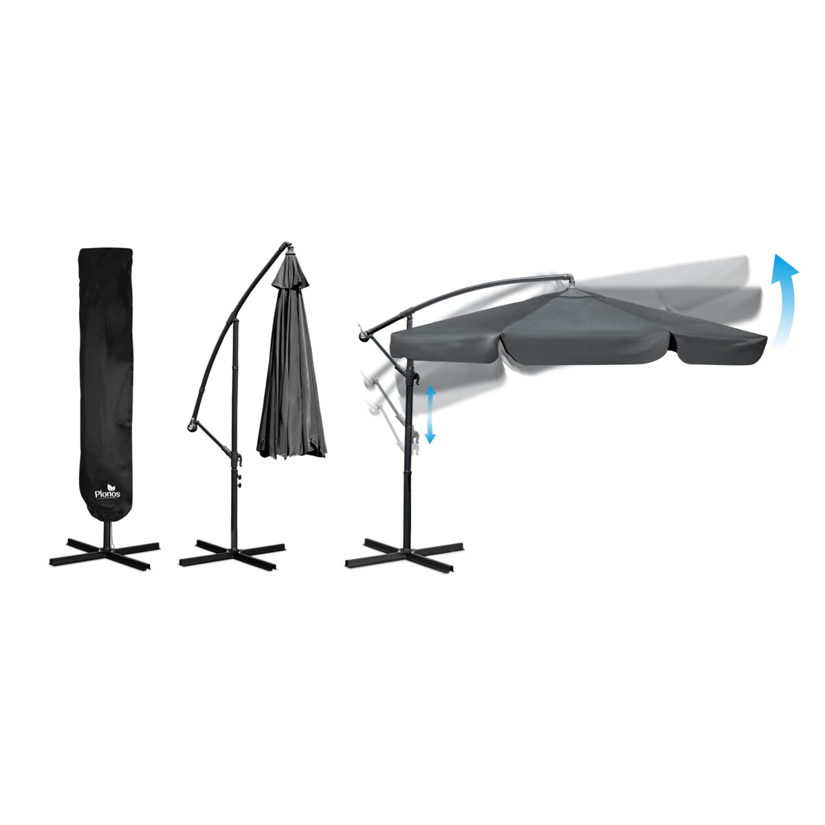 Parasol ogrodowy z wysięgnikiem pokrowiec 6 segmentów ø 350cm Plonos