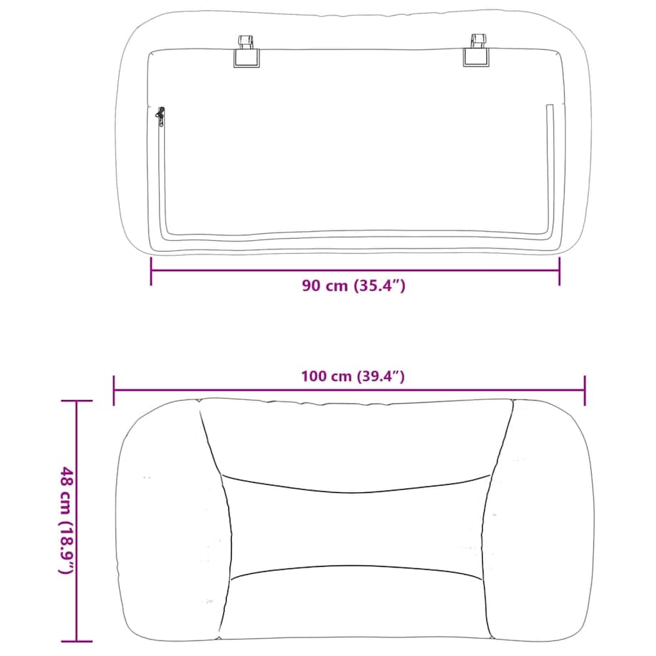 vidaXL Poduszka na wezgłowie, Hvar, czarna, 90 cm, sztuczna skóra