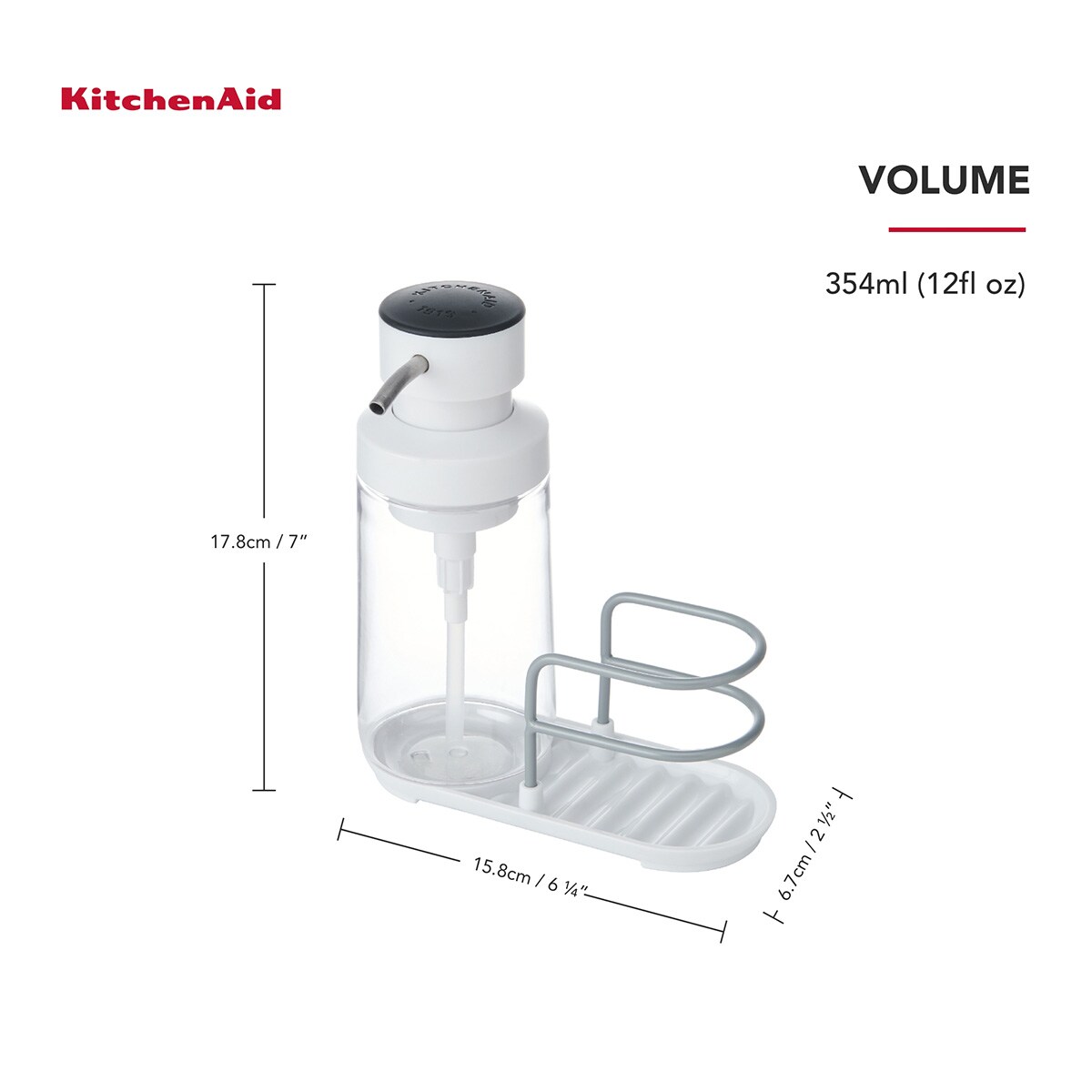 KitchenAid dozownik do płynu ze stojakiem na gąbkę 350 ml