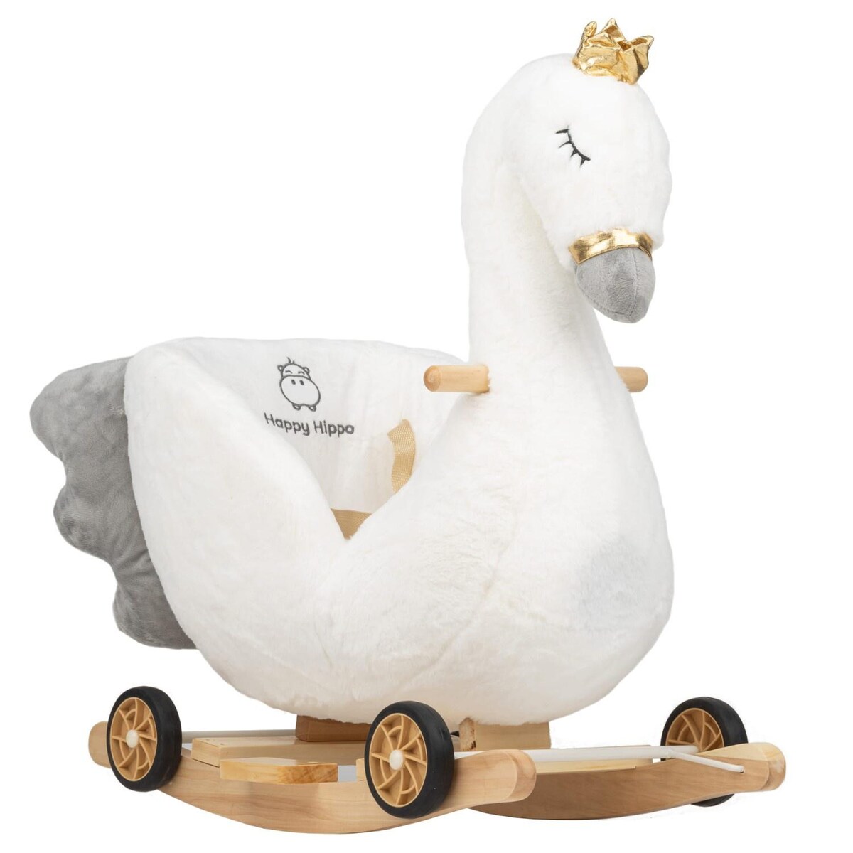 Bujak Łabędź |2w1! Bujak i jeździk | Zabawka dla dzieci | Prezent | Chodzik | Bujak | 12 m + | Interaktywna zabawka | Pierwsze urodziny | Roczek | Łabędź | Happy Hippo