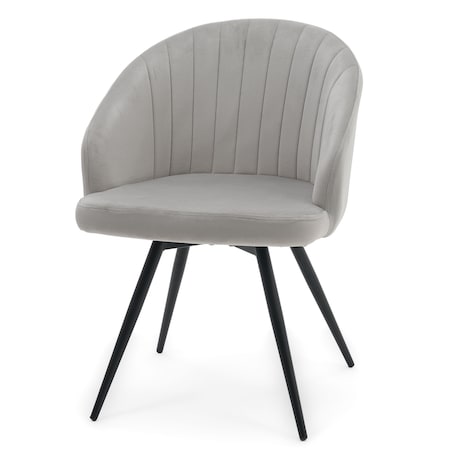 Krzesło tapicerowane obrotowe welurowe do salonu MODENA jasnoszare