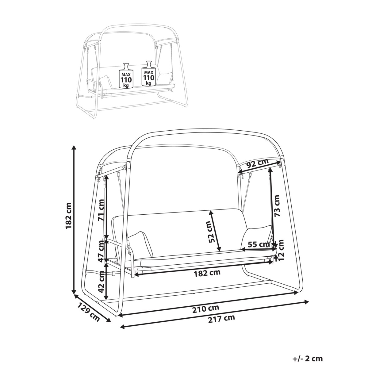 Huśtawka ogrodowa MARSCIANO Metal Ciemnoszary