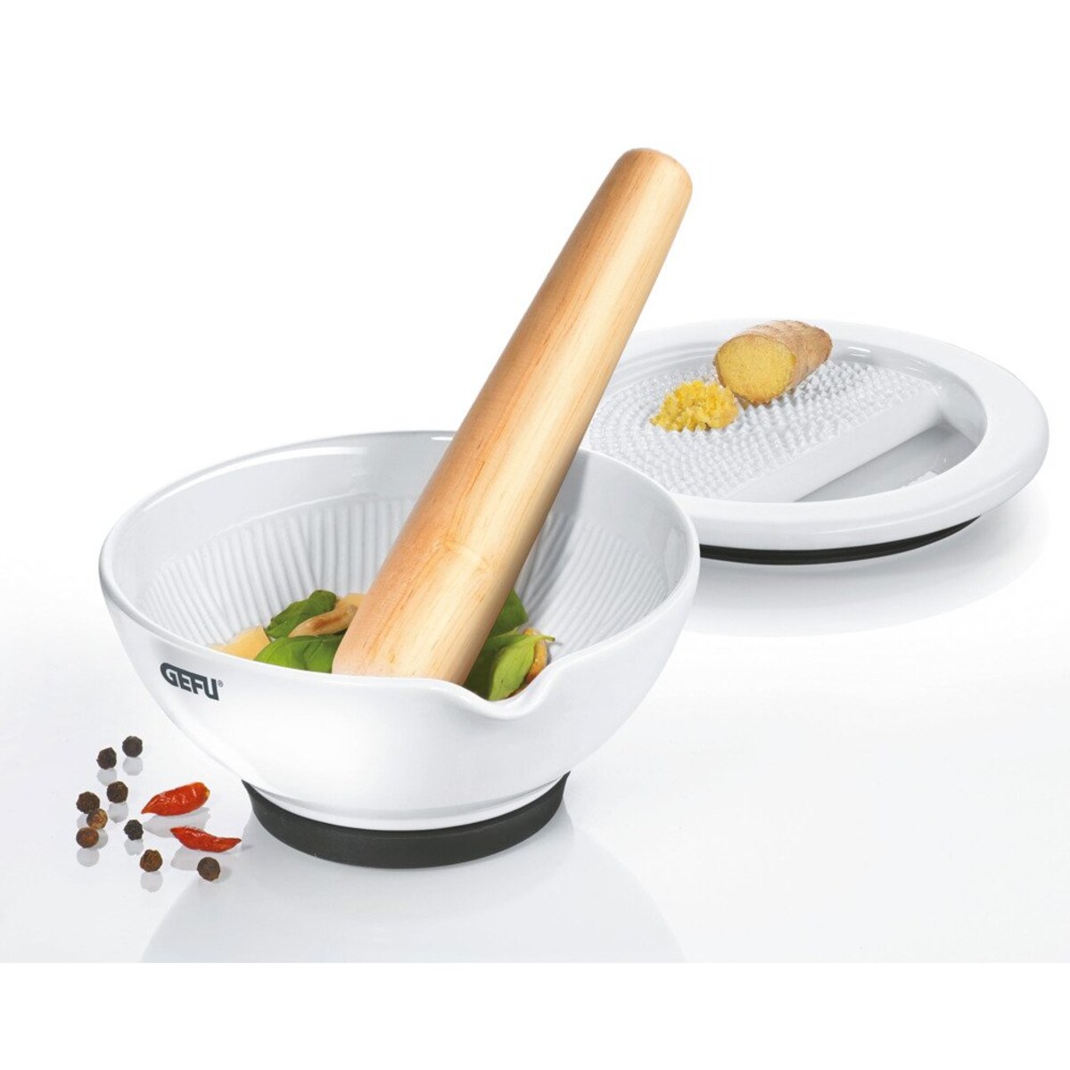 Moździerz i tarka z porcelany