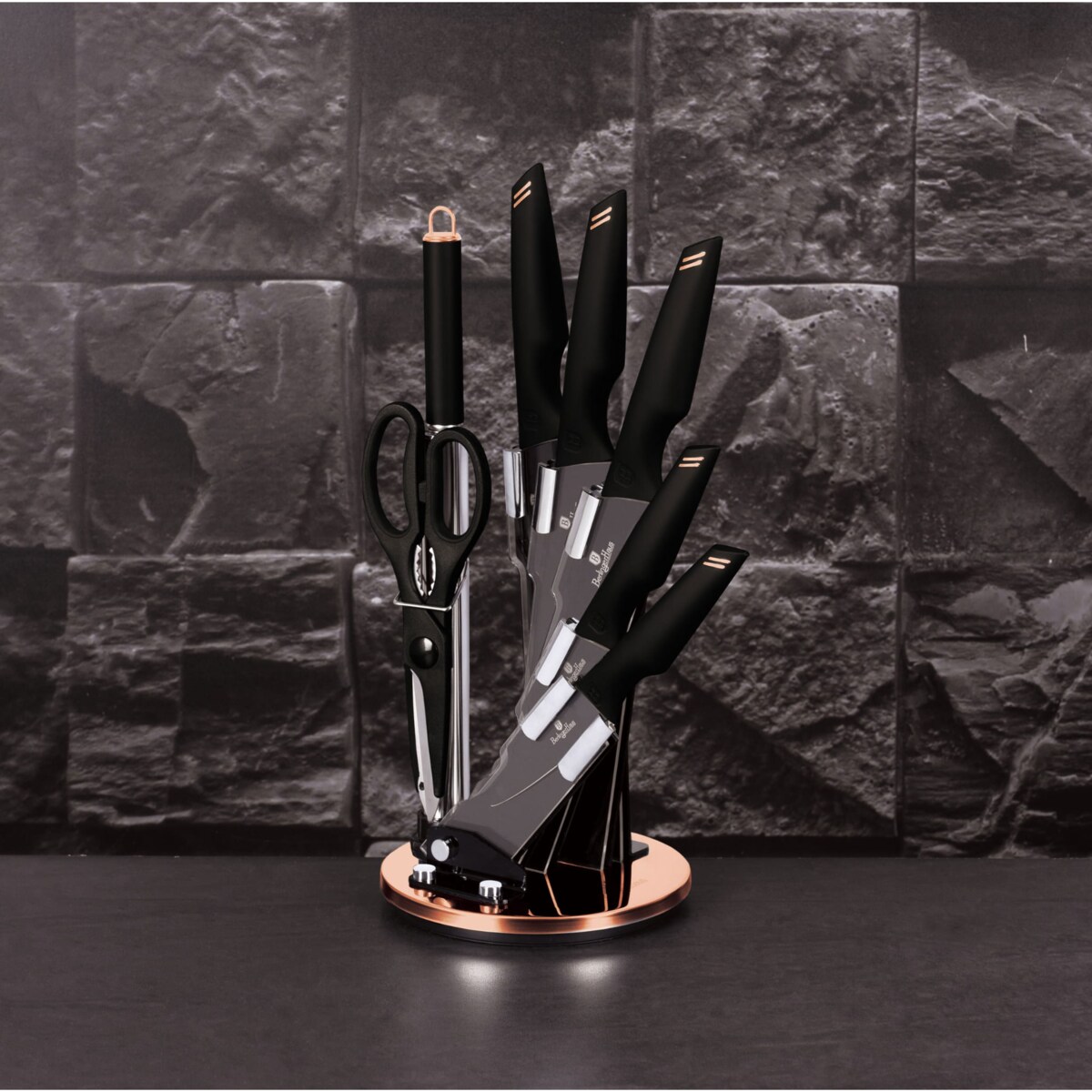 Zestaw noży 8 elementów komplet noże BERLINGER HAUS Black Rosegold