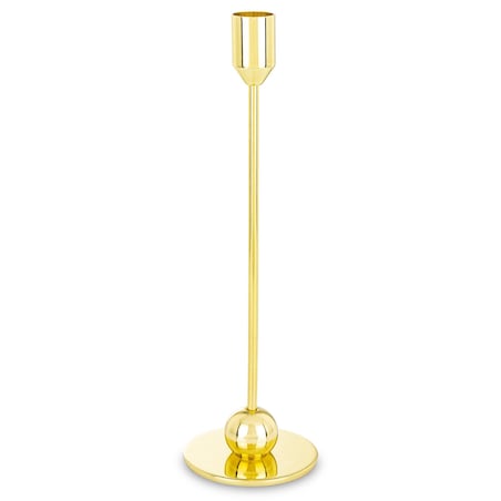 Świecznik metalowy złoty 26x8 x8 cm SOTILLE z 1 kulką u podstawy