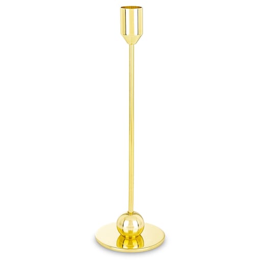 Świecznik metalowy złoty 26x8 x8 cm SOTILLE z 1 kulką u podstawy