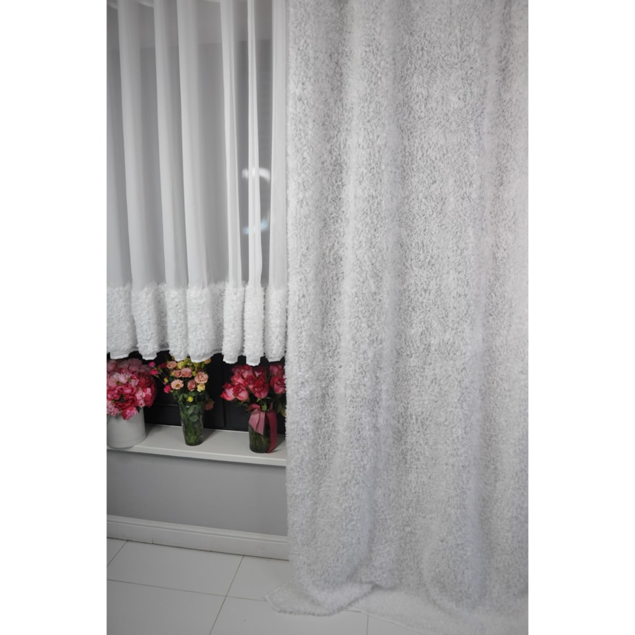 zasłona "lumiere 3d" z szyfonu biała | 140x250 przelotki