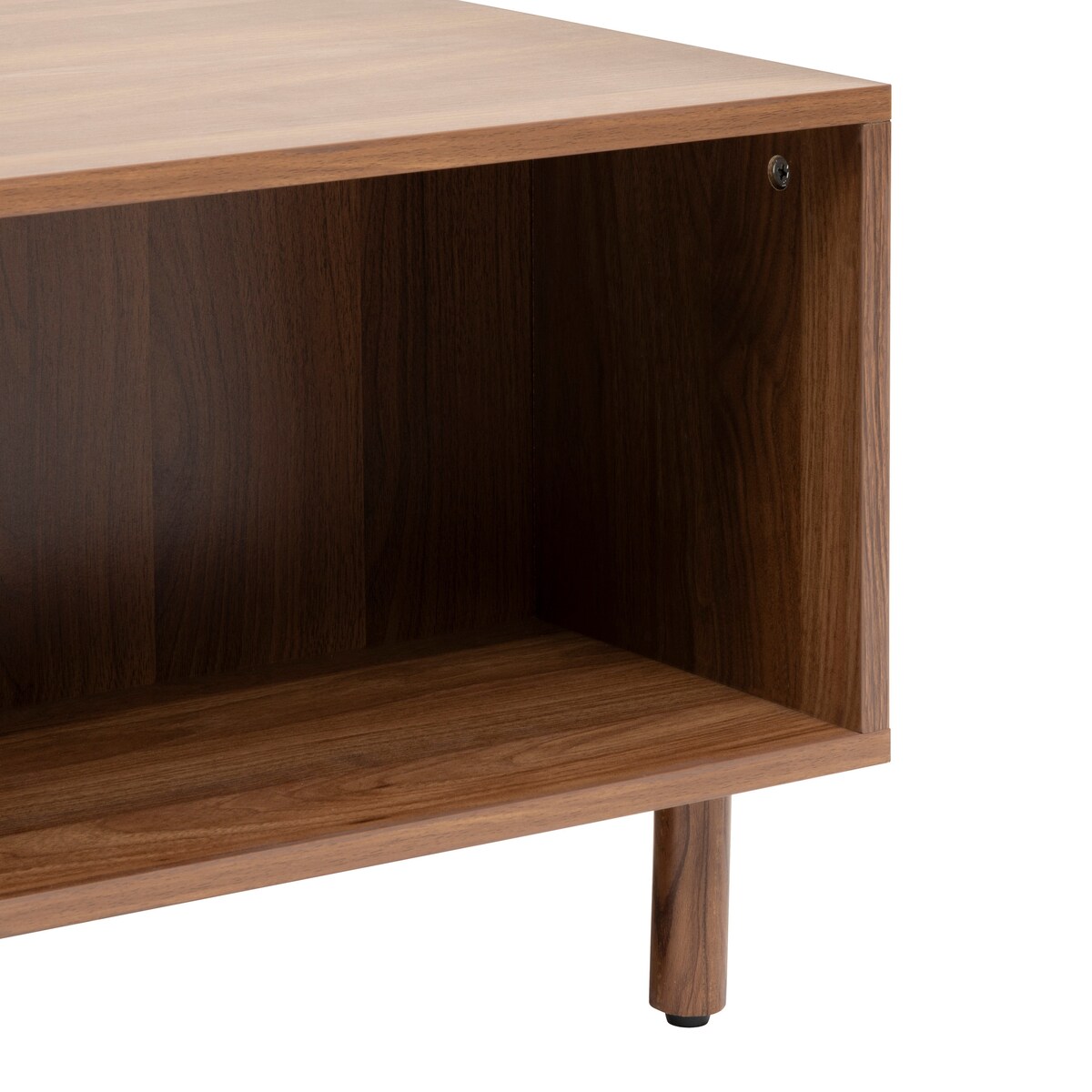Stolik kawowy z zamkniętymi półkami SLIDY, kolor ciemnego drewna, 108 x 60 x 42 cm