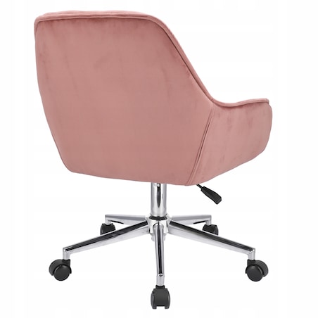 Fotel welurowy obrotowy LARGO różowy na srebrnej stopie