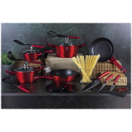 Zestaw 17 elementów garnki, patelnie, akcesoria, noże Berlinger Haus BH-6162