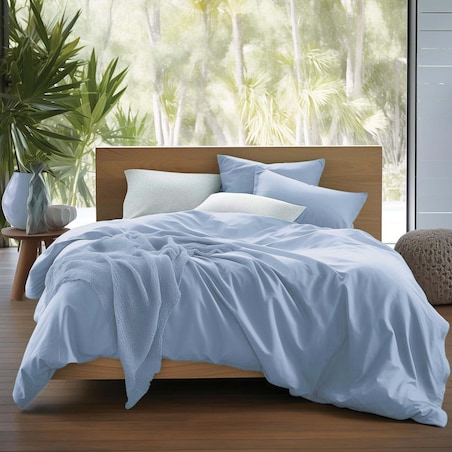 Pościel satyna bawełniana 220x200 kolor niebieski