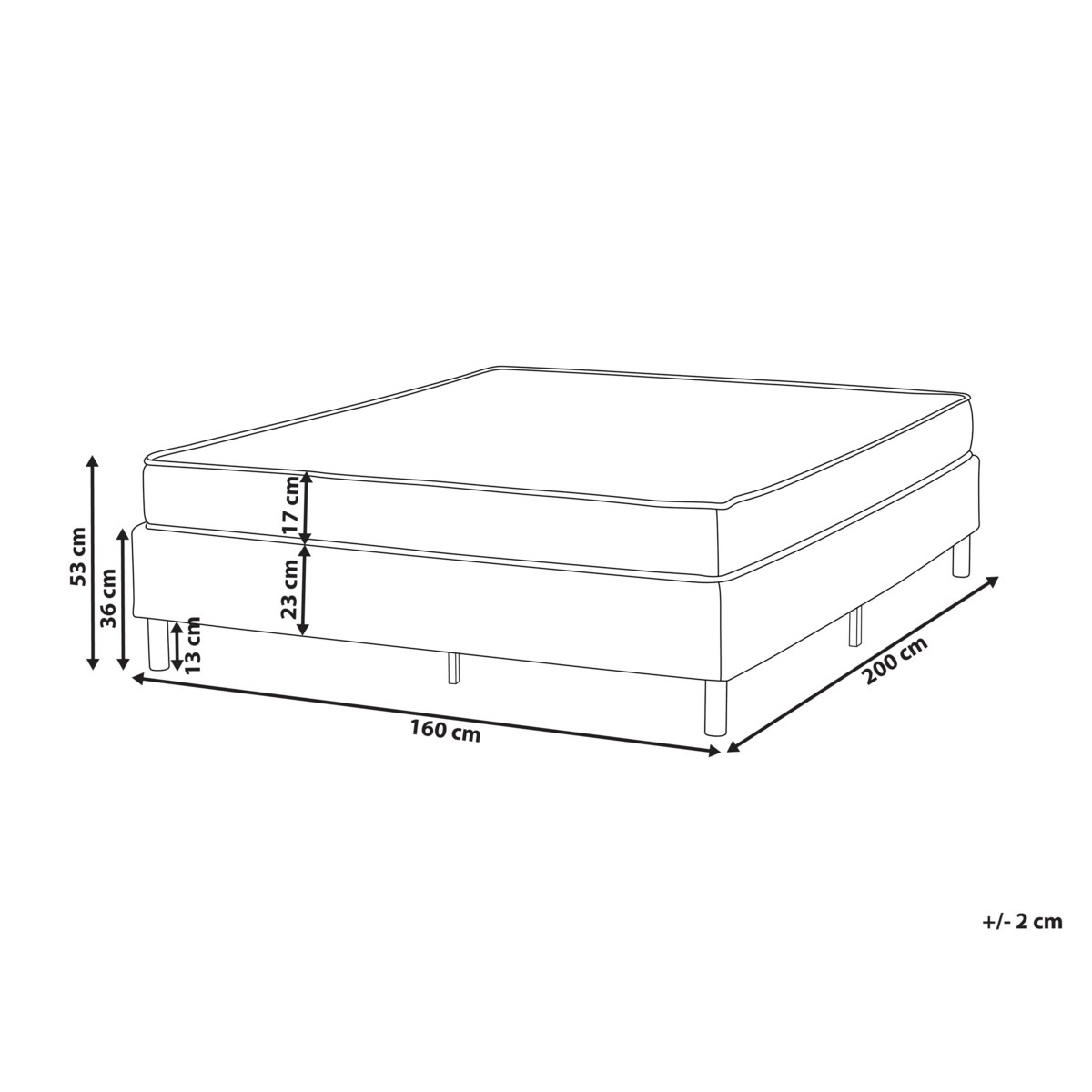 Łóżko bez zagłówka COUNTESS 160 x 200 cm Jasnoszary
