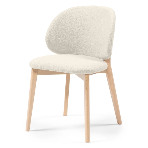 Krzesło SELMA -IV kremowe/buk/boucle 79x48x48 cm