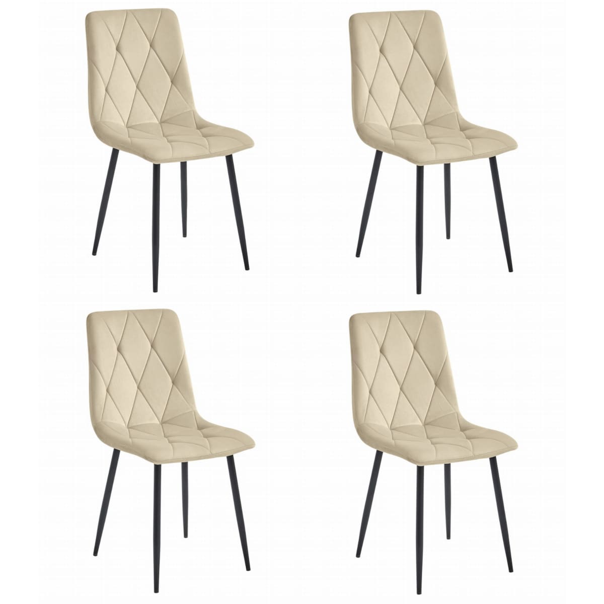 Krzesło Do Jadalni Kuchni Salonu Libra - Jasny Beż Aksamit / Nogi Czarne X 4