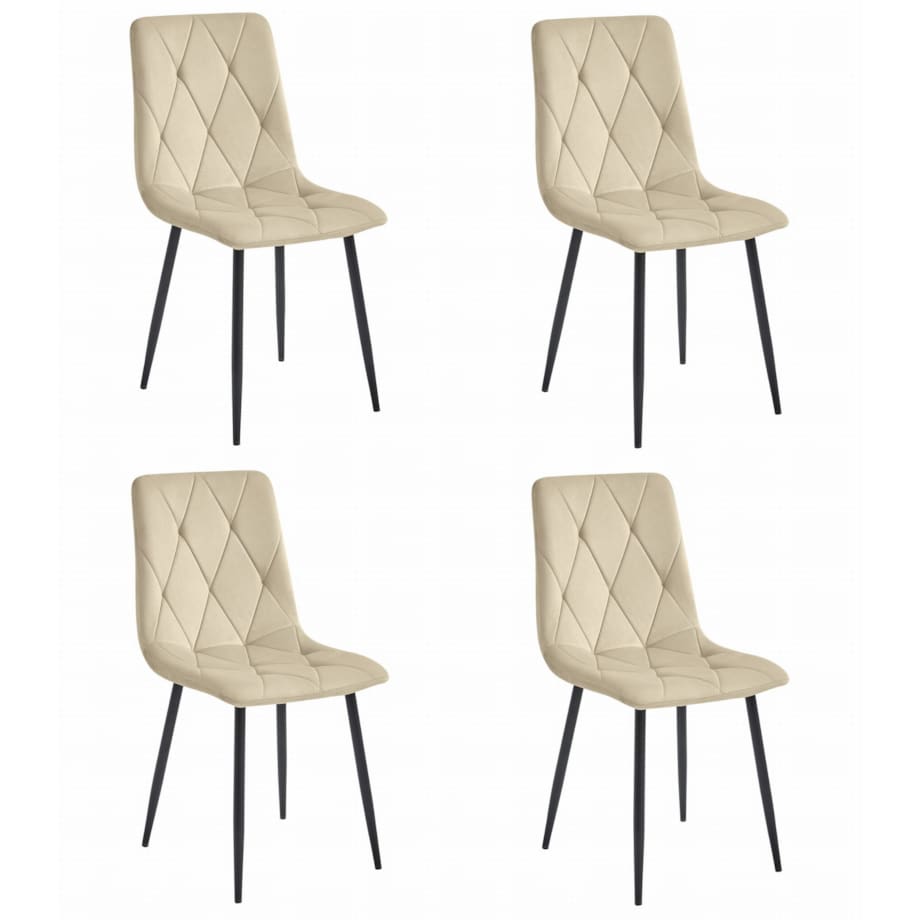 Krzesło Do Jadalni Kuchni Salonu Libra - Jasny Beż Aksamit / Nogi Czarne X 4