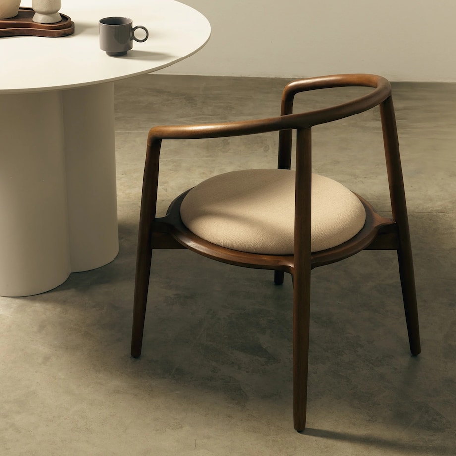 Krzesło drewniane CHARLOTTA 80x60x57 cm orzech-beż zaokrąglone