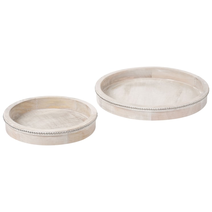 Zestaw 2 tac do serwowania MANSOURA Drewno mango Jasnobrązowy