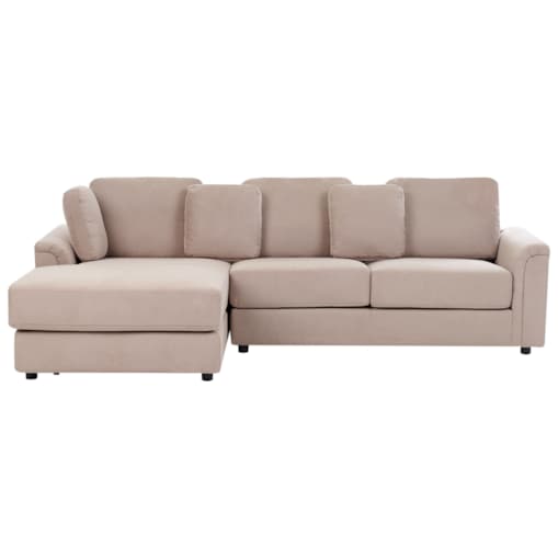 Sofa narożna prawostronna KOHLO Beżowoszary Tkanina Prawostronny