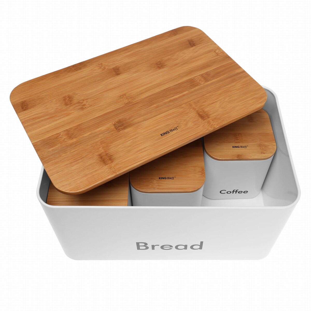Chlebak w zestawie z 3 pojemnikami biały KINGHOFF
