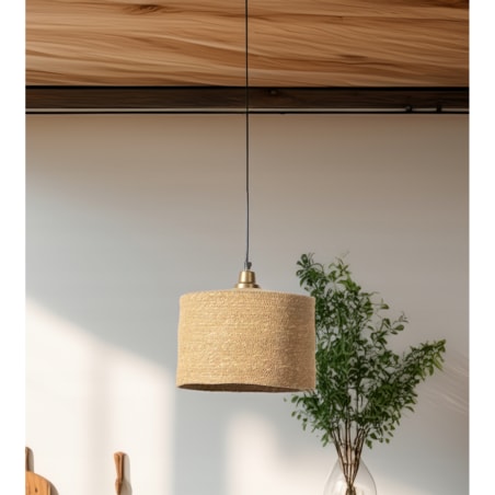 LAMPA SUFITOWA WISZĄCA E27 NAD STÓŁ JUTOWA BOHO duża 30cm do salonu kuchni