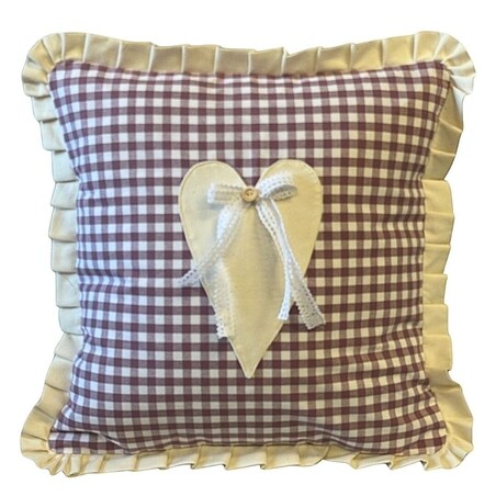 Poszewka Białe Serduszko - krata - 45cm x 45cm
