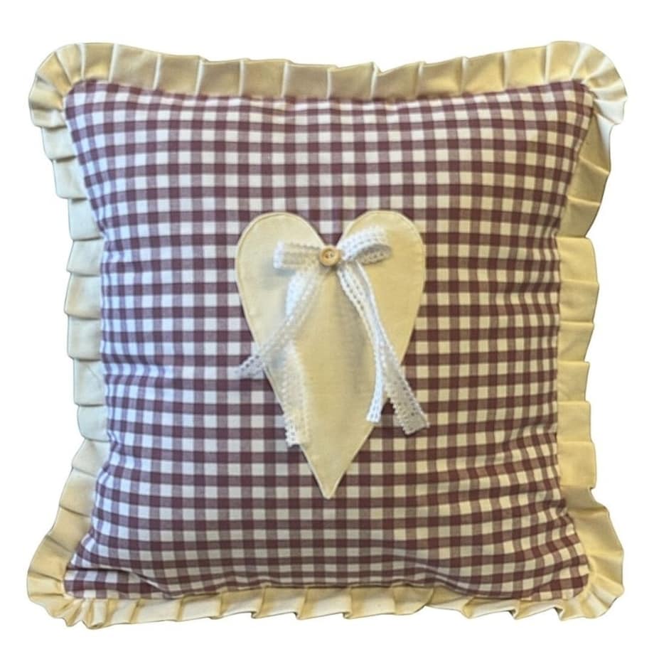 Poszewka Białe Serduszko - krata - 45cm x 45cm