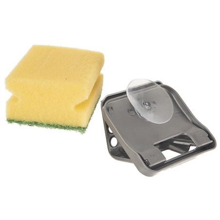 Uchwyt Kuchenny na Gąbkę do Naczyń Szary Wieszak Ociekacz z Przyssawką