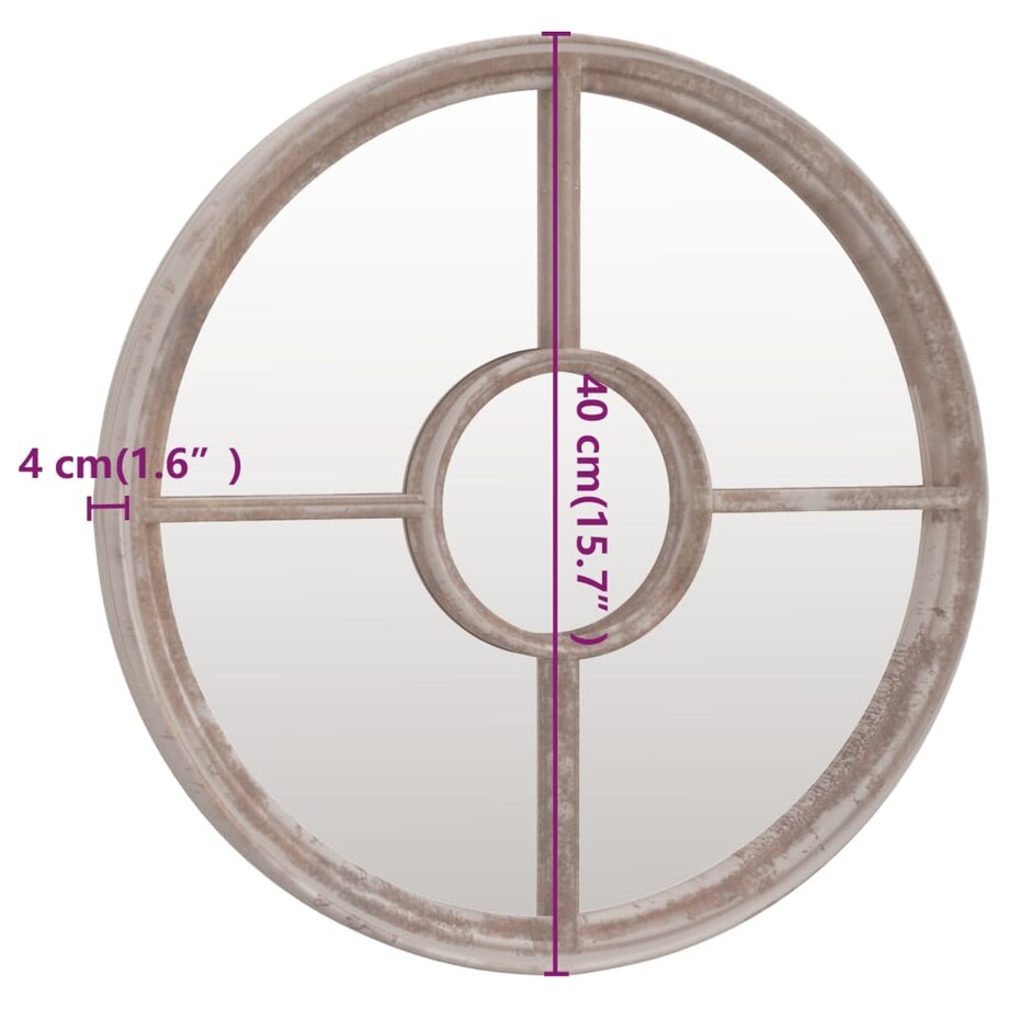 vidaXL Lustro do wnętrz, kolor piaskowy, 40x4 cm, okrągłe, żelazne