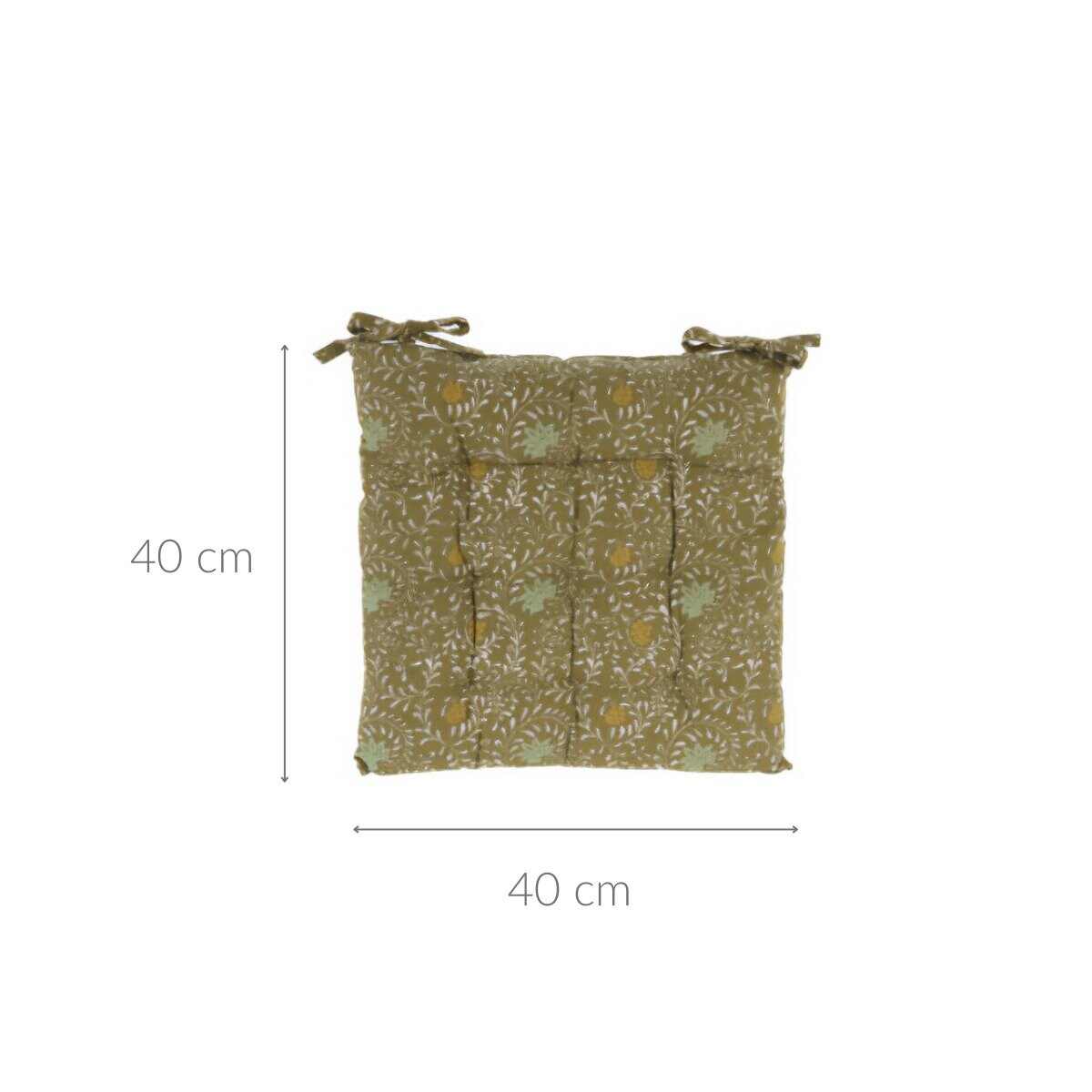 Poduszka na krzesło wiązana, wzór w kwiaty, 100% bawełny, 40 x 40 cm