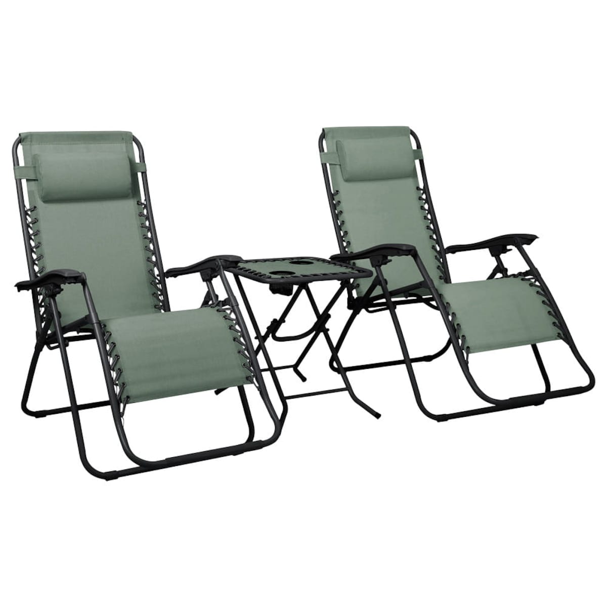 Zestaw leżaków ogrodowych Delux zielony z czarną ramą