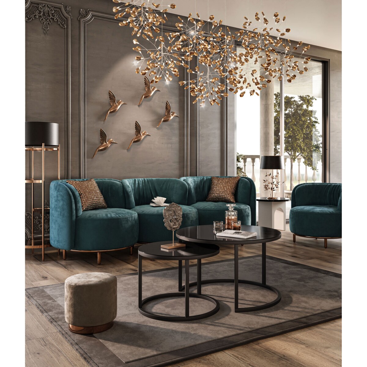 Stolik kawowy CIRI 2w1 czarne szkło