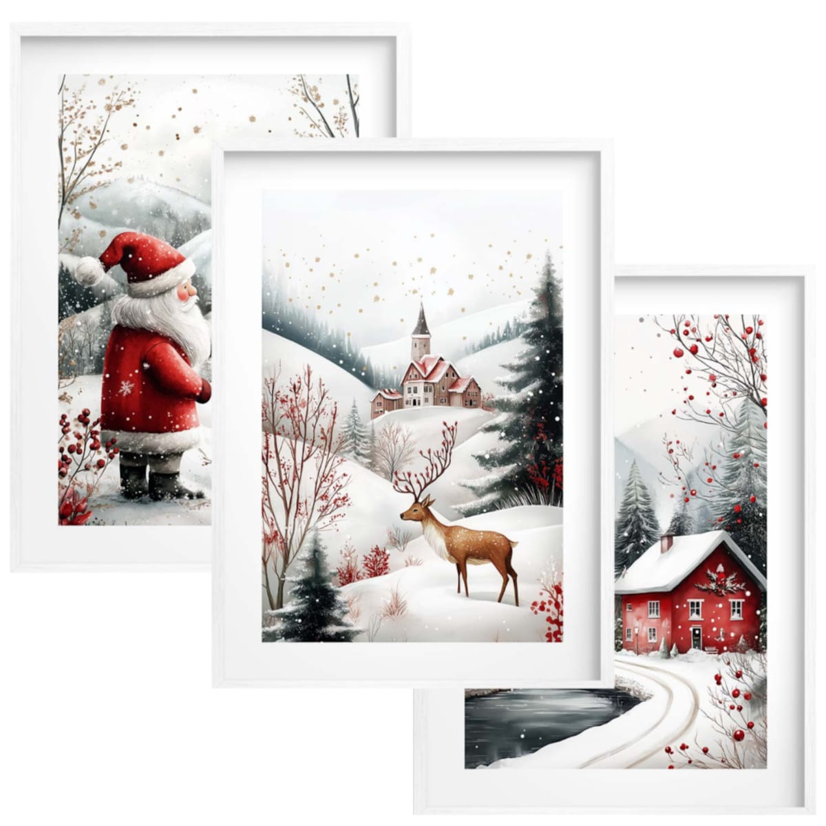 Zestaw Obrazów Plakatów ściennych na Boże Narodzenie Święta do salonu